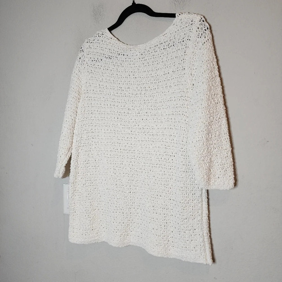 J. Jill button side open knit white tunic top. Women's size Large Petite. - Picture 7 of 13
